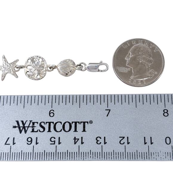 Estate Sterling Silver 925 Sea Dollar Scallop Shell Bracelet 7" - Picture 7 of 9